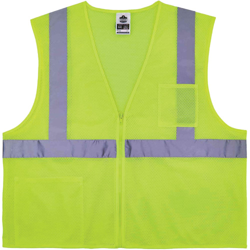 Gilet de s&eacute;curit&eacute; auto-extinguible GloWear 8256Z, Jaune lime haute visibilit&eacute;, Moyen/Petit, Polyester Stor-it Systems