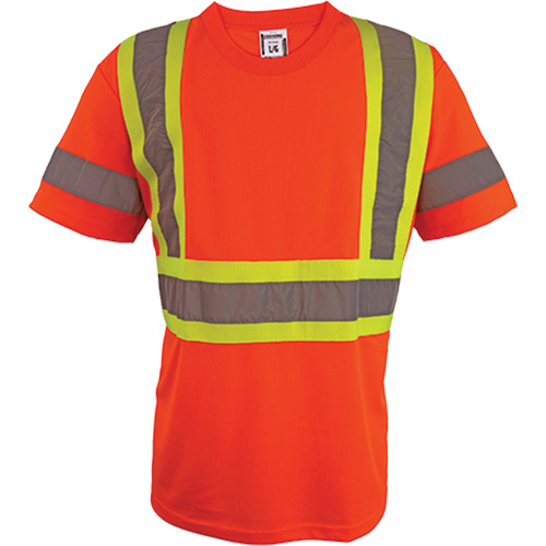 Short Sleeve Safety T-Shirt, Polyester, 2X-Large, High Visibility Orange Stor-it Systems