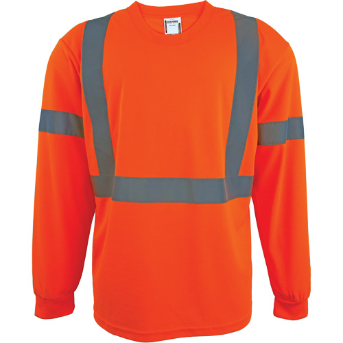 Long Sleeve Safety Shirt, Polyester, 2X-Large, High Visibility Orange Stor-it Systems