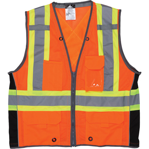 Surveyor Safety Vest, High Visibility Orange, Large, Polyester Stor-it Systems