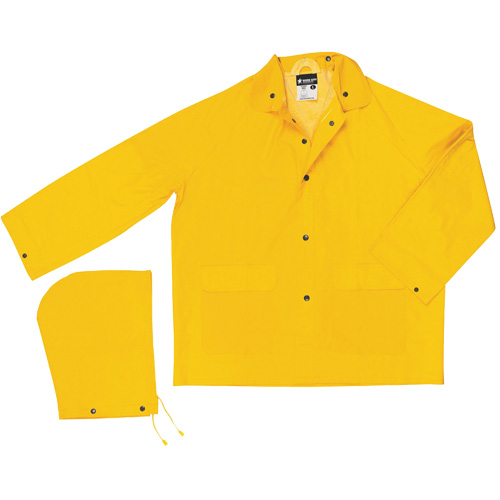 Classic Series Rain Jacket with Detachable Hood, Polyester/PVC, 5X-Large, Yellow Stor-it Systems