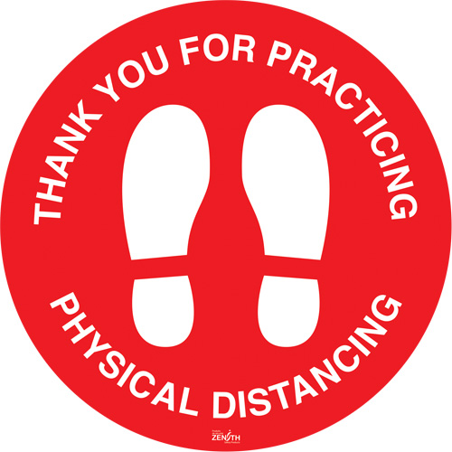 "Physical Distancing" Floor Sign, Adhesive, English with Pictogram Stor-it Systems