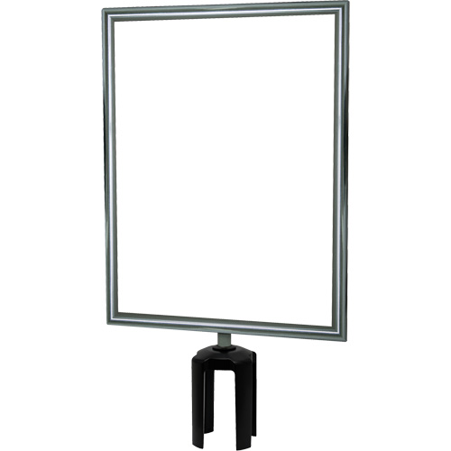 Heavy-Duty Vertical Sign Holder with Tensabarrier&reg; Post Adapter, Polished Chrome Stor-it Systems