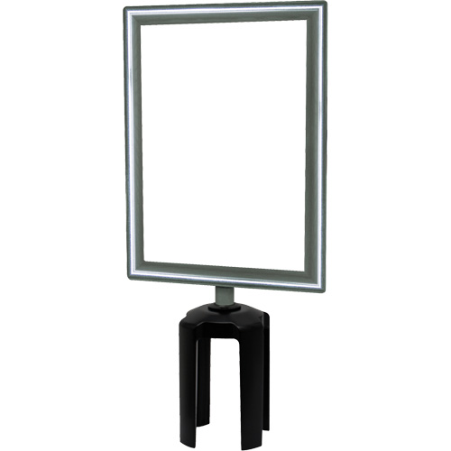 Heavy-Duty Vertical Sign Holder with Tensabarrier&reg; Post Adapter, Polished Chrome Stor-it Systems