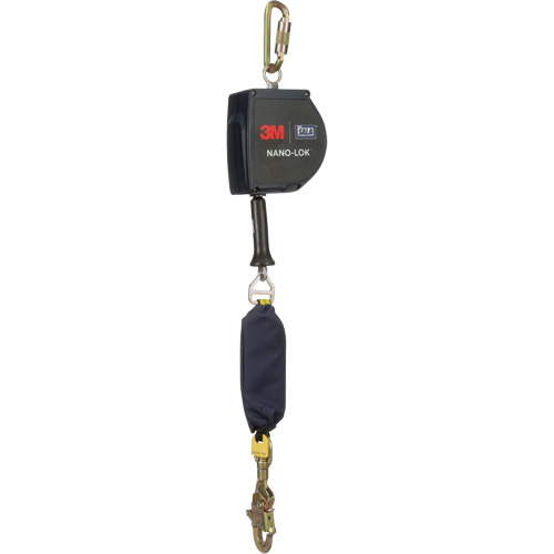 Cordage de s&eacute;curit&eacute; autor&eacute;tractable allong&eacute; Nano-Lok, 15', Acier galvanis&eacute;, Pivotant Stor-it Systems