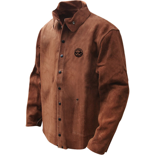 Veste de soudage en cuir fleur de vache refendu Gander Brand, Cuir, 4T-Grand, Brun Stor-it Systems