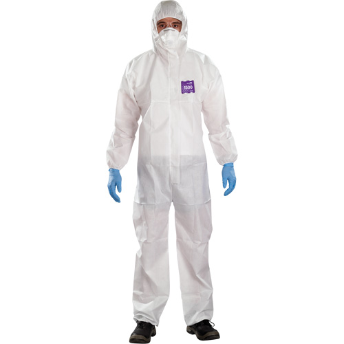 Alphatec Microchem Coveralls with Collar, Large, White, SMS Stor-it Systems
