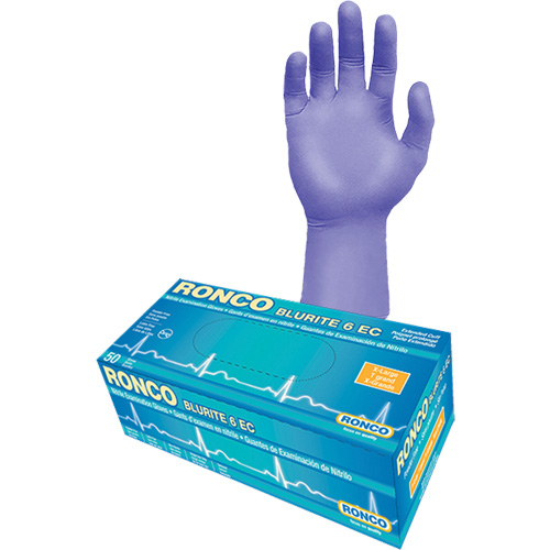 Blurite 6 EC Extended Cuff Examination Gloves, Small, Nitrile, 6-mil, Powder-Free, Purple, Class 2 Stor-it Systems