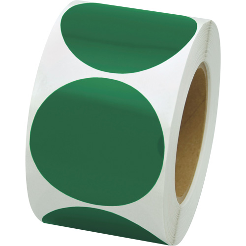 Pastilles de marquage color&eacute;es, Cercle, 3" lo x 3" la, Vert, Vinyle Stor-it Systems