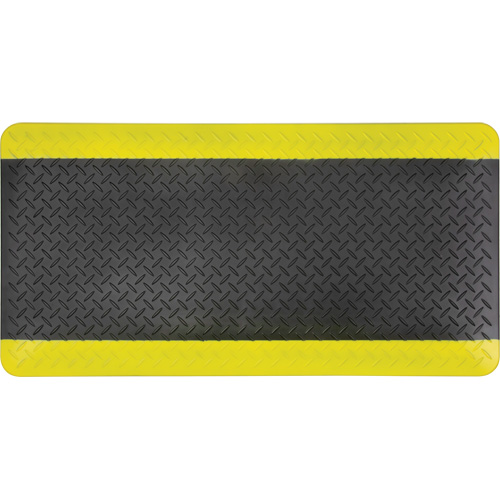 Anti-Fatigue Matting, Diamond, 1-2/3' x 3-1/4' x 3/4", Black/Yellow, Polyurethane Stor-it Systems