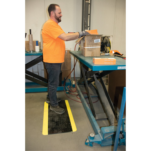 Anti-Fatigue Matting, Diamond, 1-2/3' x 3-1/4' x 3/4", Black/Yellow, Polyurethane Stor-it Systems