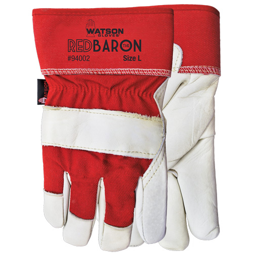 Gants d'ajusteur Red Baron, Grand, Paume en Cuir fleur de vache, Doublure en Tissu-laine Stor-it Systems