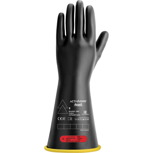 Natural Rubber Electrical Insulating Gloves, ASTM Class 0, Size 7, 14" L Stor-it Systems