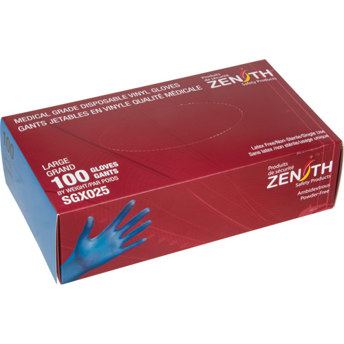 Medical-Grade Disposable Gloves, Small, Vinyl, 4.5-mil, Powder-Free, Blue, Class 2 Stor-it Systems