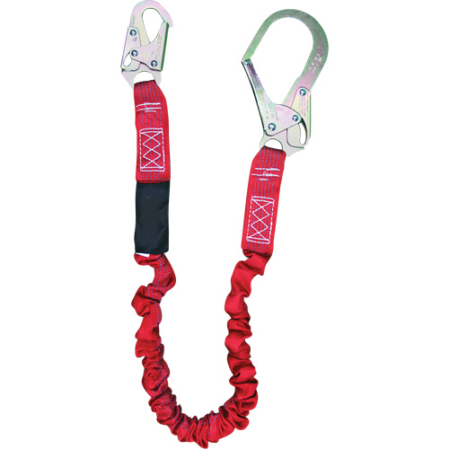 ShockSorb Internal Shock Lanyard, 6', Rebar Hook Center, Snap Hook Leg Ends, Polyester Stor-it Systems