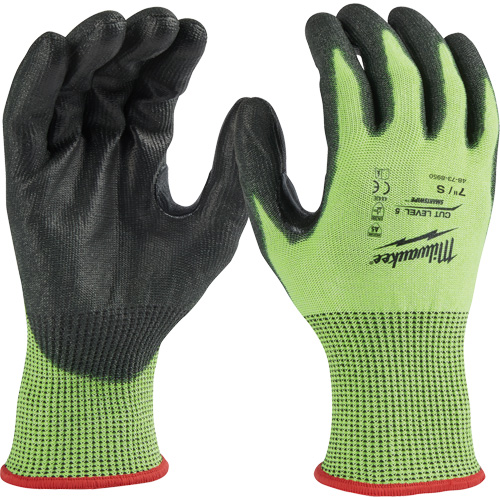 Gants &agrave; haute visibilit&eacute; enduits par trempage, Taille Petit, Calibre 15, Rev&ecirc;tement Polyur&eacute;thane, Enveloppe en Poly&eacute;thyl&egrave;ne, ASTM ANSI niveau A5 Stor-it Systems