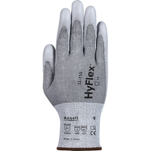 Gants r&eacute;sistants aux coupures 11-755  Hyflex, Taille 6, Calibre 18, Rev&ecirc;tement Polyur&eacute;thane, Enveloppe en Polyester/PEHP/Tungst&egrave;ne/Spandex, ASTM ANSI niveau A5/EN 388 niveau E Stor-it Systems