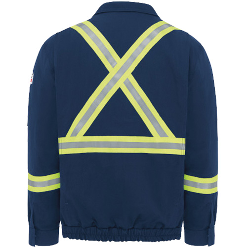 Men's Lined Bomber Jacket with Reflective Trim, Small, Navy Blue, 29 cal/cm² Stor-it Systems