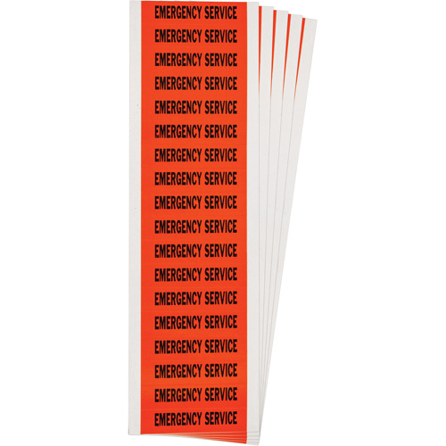 "Emergency Service" Conduit & Voltage Labels, 1/2" x 2-1/4", Cloth/Vinyl, English Stor-it Systems