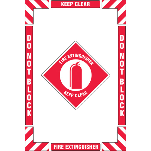 "Fire Extinguisher" Floor Marking Kit, Adhesive, English with Pictogram Stor-it Systems