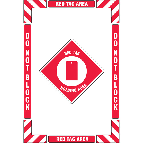 "Red Tag Holding Area" Floor Marking Kit, Adhesive, English with Pictogram Stor-it Systems
