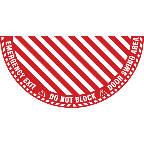 "Emergency Exit" Half Circle Swing Door Floor Sign, Adhesive, English with Pictogram Stor-it Systems
