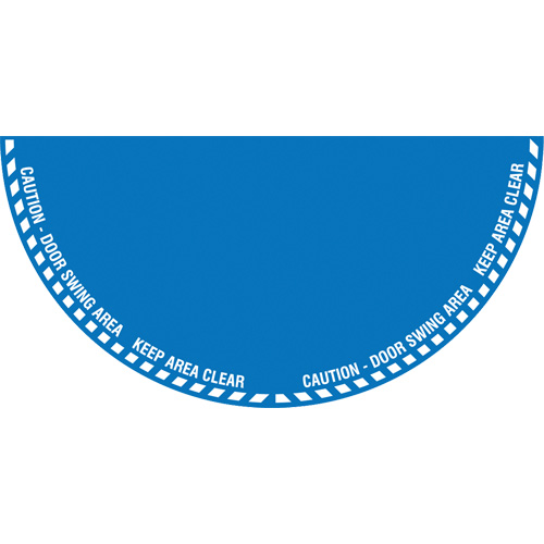 "Caution" Half Circle Swing Door Floor Sign, Adhesive, English with Pictogram Stor-it Systems