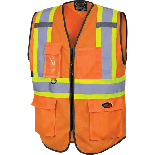 6958 Gilet de s&eacute;curit&eacute; &agrave; fermeture &eacute;clair avant, Orange haute visibilit&eacute;, Petit, Polyester Stor-it Systems