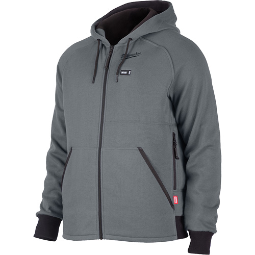Chandail &agrave; capuchon chauffant M12 complet, Hommes, 2T-Grand, Gris, Polyester Stor-it Systems