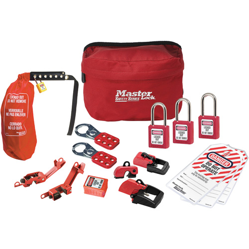 Trousse de cadenassage avec cadenas en thermoplastique de qualit&eacute; sup&eacute;rieure Zenex, Ensemble &eacute;lectrique, 16 composants compris Stor-it Systems