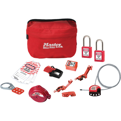 Trousse de cadenassage standard avec cadenas en thermoplastique Zenex, Ensemble &eacute;lectrique/Vanne, 14 composants compris Stor-it Systems