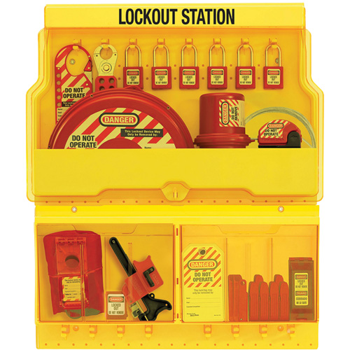 Standard Valve & Electrical Deluxe Lockout Station, Thermoplastic Padlocks, 32 Padlock Capacity, Padlocks Included Stor-it Systems