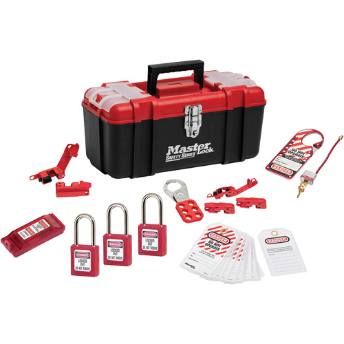 Trousse de cadenassage standard avec cadenas en thermoplastique Zenex, Ensemble &eacute;lectrique, 14 composants compris Stor-it Systems
