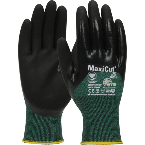ATG MaxiCut&reg; Oil Cut-Resistant Gloves, Size Large, 15 Gauge, Nitrile Coated, Engineered Yarn Shell, ASTM ANSI Level A2/EN 388 Level 3/EN 388 Level B Stor-it Systems