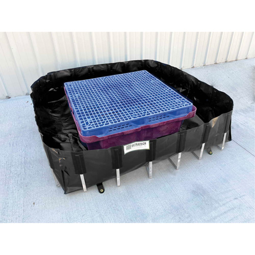 Berme de confinement des d&eacute;versements Ultra-IBC Berm, Capacit&eacute; 400 gal. US, 6' la x 6' lo x 18" h, Support en L Stor-it Systems