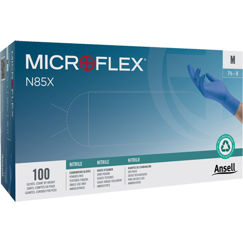 Microflex&reg; N85 Gloves, X-Small, Nitrile, 3.5-mil, Powder-Free, Blue, Class 2 Stor-it Systems