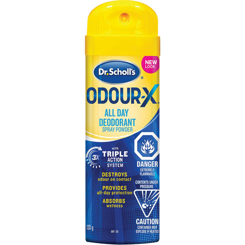 Poudre d&eacute;sodorisante &agrave; pulv&eacute;riser pour les pied Odour Destroyers Dr. Scholl's Stor-it Systems