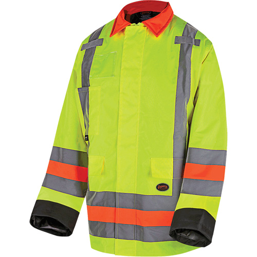 6040 Veste de contr&ocirc;le de la circulation pour l'hiver qu&eacute;b&eacute;cois, Polyester, Jaune lime haute visibilit&eacute;, T-petit Stor-it Systems