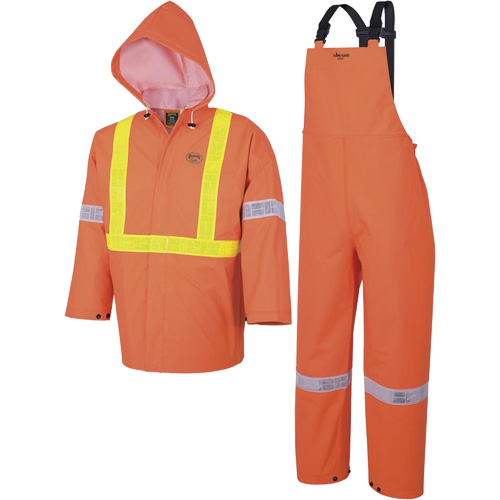 R85 Element FR FR 3-Piece Safety Rain Suit, PVC, Small, High-Visibility Orange Stor-it Systems