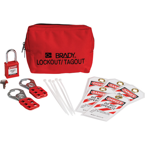 Trousse de cadenassage/&eacute;tiquetage avec cadenas de s&eacute;curit&eacute; en nylon dans une pochette, Ensemble &eacute;lectrique, 14 composants compris Stor-it Systems