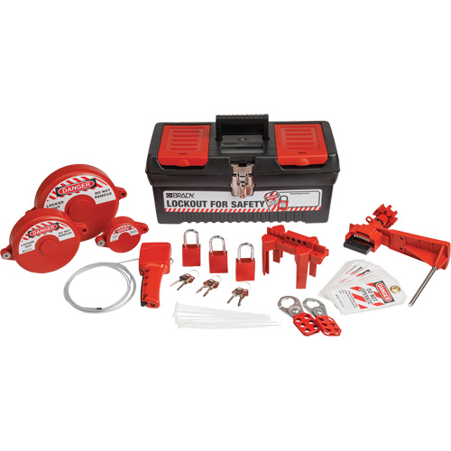 Trousse de cadenassage et d&eacute;tiquetage avec cadenas de s&eacute;curit&eacute; en aluminium et boîte &agrave; outils, Ensemble Vanne, 32 composants compris Stor-it Systems