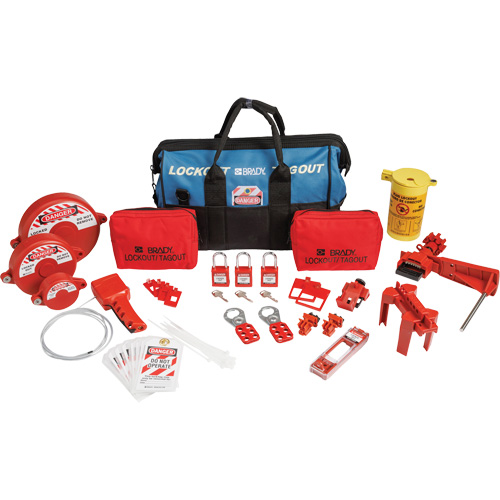 Lockout Tagout Kit with Nylon Safety Lockout Padlocks in Duffel Bag, Electrical/Valve Kit, 31 Components Stor-it Systems