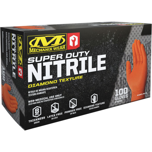 Super Duty Disposable Gloves, 9/Medium, Nitrile, 8-mil, Powder-Free, Orange Stor-it Systems