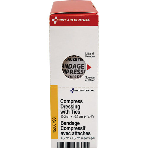 SmartCompliance&reg; Refill Compress Pressure Bandage with Ties, 4" L x 4" W Stor-it Systems