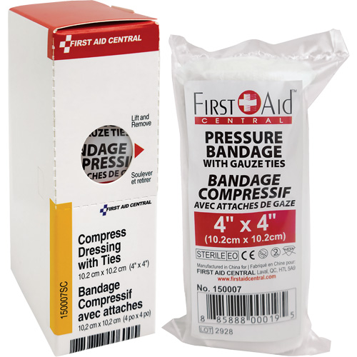 SmartCompliance&reg; Refill Compress Pressure Bandage with Ties, 4" L x 4" W Stor-it Systems