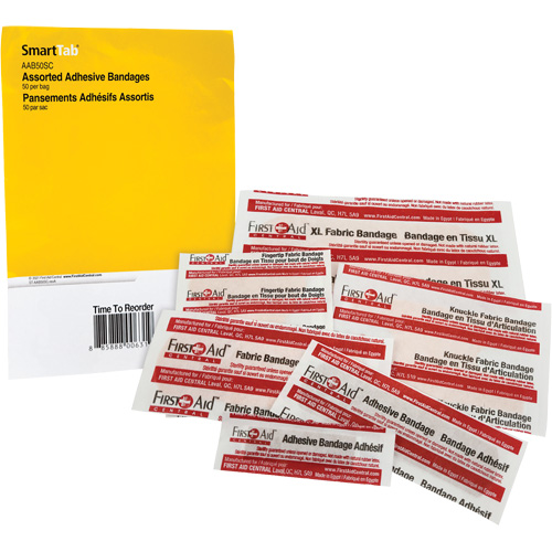 SmartCompliance&reg; Refill Adhesive Bandages, Assorted, Fabric/Plastic, Non-Sterile Stor-it Systems