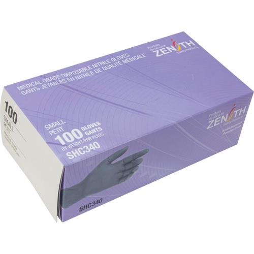 Medical Grade Disposable Gloves, Small, Nitrile, 6-mil, Powder-Free, Black, Class 2 Stor-it Systems
