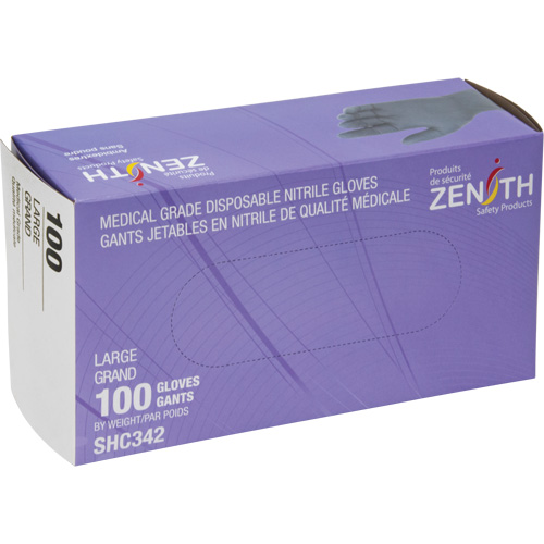 Medical Grade Disposable Gloves, Large, Nitrile, 6-mil, Powder-Free, Black, Class 2 Stor-it Systems