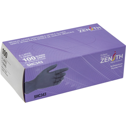 Medical Grade Disposable Gloves, X-Large, Nitrile, 6-mil, Powder-Free, Black, Class 2 Stor-it Systems