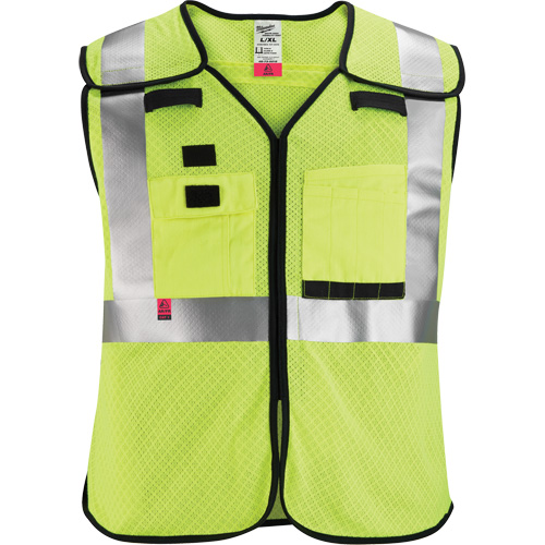 Gilet de s&eacute;curit&eacute; &agrave; maille d&eacute;tachable, Noir/Jaune lime haute visibilit&eacute;, Moyen/Petit Stor-it Systems
